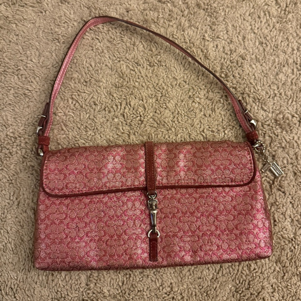 Coach Y2K Pink Metallic Shimmer Optic Lurex Signature Hamptons Bag